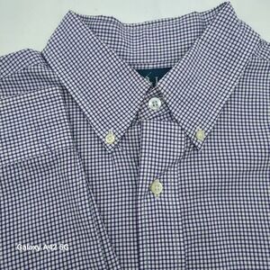 Ralph Lauren Classic Fit Purple Gingham Check Button Down Shirt Men  16 32/33